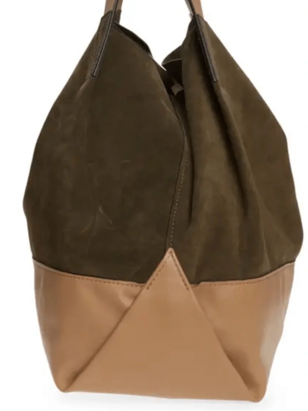 Rag & Bone Passenger Oversized Olive Green‎ and Taupe Suede Large Shoulder Bag